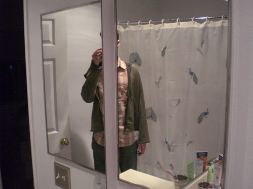 Self-portrait in a bathroom mirror